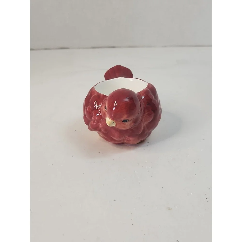 Vintage Dept 56 Red Bird Votive Tealight Candle Holder Ceramic Christmas (Read)